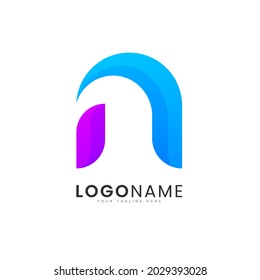 Modern gradient style initial letter n colorful vector logo design template