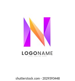 Modern gradient style initial letter n colorful vector logo template
