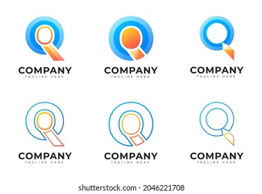 Modern gradient style initial letter p logo collection