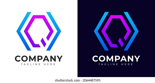 Modern gradient style initial letter q logo design template