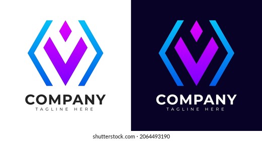 Modern gradient style initial letter v logo design template