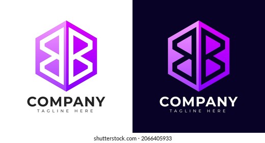 Modern gradient style letter b logo template. B letter design vector with colorful creative hexagon sign.