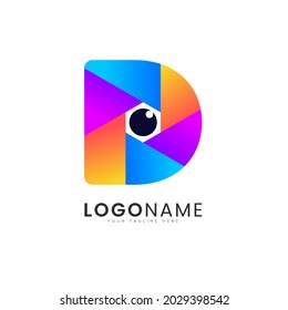 Estilo de degradado moderno estilo logotipo letra inicial d color fotografía plantilla de diseño logotipo