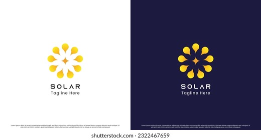 Modern gradient sun logo design illustration. Modern simple creative flat abstract silhouette of shining sun minimalist. Environmental friendly natural energy solar science icon symbol shining bright.