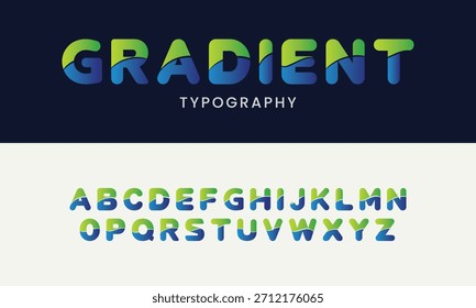 Fuente moderna del alfabeto de la tipografía del gradiente con diseño colorido de la letra
