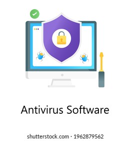 A modern gradient vector of antivirus software, padlock inside security shield 