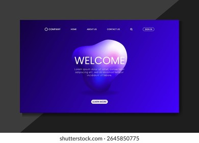 Modern Gradient Website Landing Page UI Design with Welcome Text