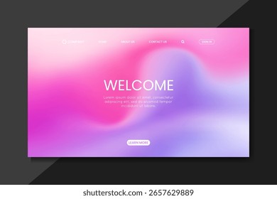 Página de aterrissagem do site gradiente moderno - design de interface do usuário de desfoque suave rosa e roxo