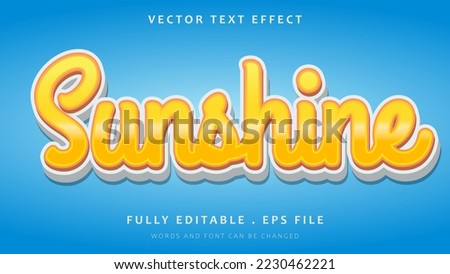 Modern Gradient Word Sunshine Editable Tex Effect Design Template. Effect Saved In Graphic Style