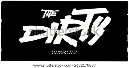 Modern graffiti brush script alphabet, urban dirty lettering font. Cool grunge paint marker typeface for streetwear logo headline, bold typographic design, hand-drawn edgy fonts. Vector typeset