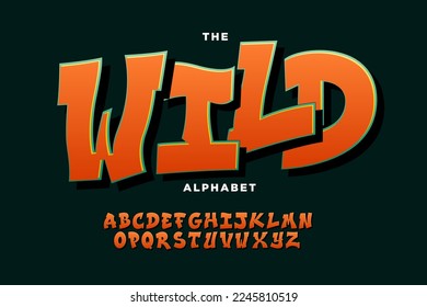 Modern graffiti font effect with highlight and shadow, youth style lettering font