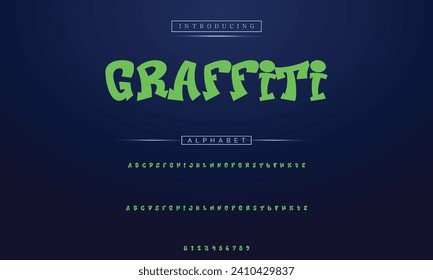 Efecto moderno del tipo de letra del graffiti con brillo y sombra, letra con letras estilo juvenil
