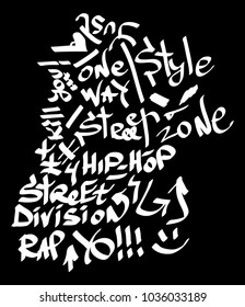 Modern graffiti tags on a black background. Vector art.