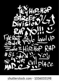 Modern graffiti tags on a black background. Vector art.