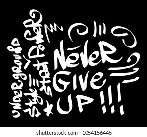 Modern graffiti tags on a black background. Vector art.