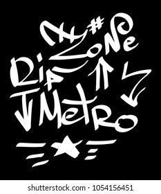 Modern graffiti tags on a black background. Vector art.