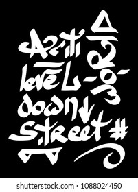 Modern graffiti tags on a black background. Vector art.