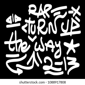 Modern graffiti tags on a black background. Vector art.