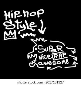 Modern graffiti tags on a black background. Vector art.