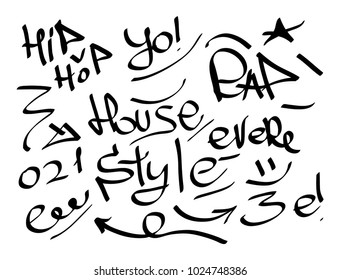 Modern graffiti tags on a white background. Vector art.