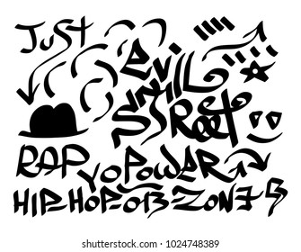 Modern graffiti tags on a white background. Vector art.