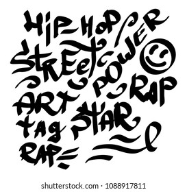 Modern graffiti tags on a white background. Vector art.