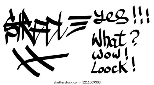 Modern graffiti tags on a white background. Vector art.