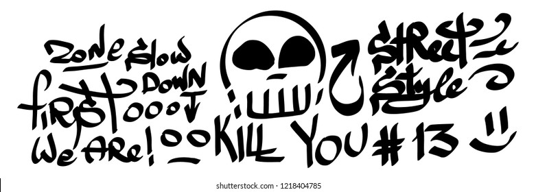 Modern graffiti tags on a white background. Vector art.