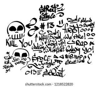 Modern graffiti tags on a white background. Vector art.