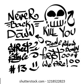 Modern graffiti tags on a white background. Vector art.