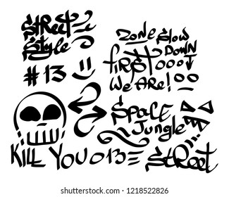 Modern graffiti tags on a white background. Vector art.