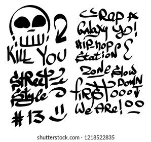 Modern graffiti tags on a white background. Vector art.