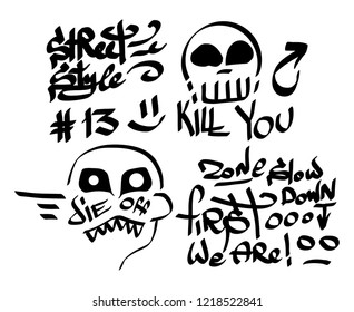 Modern graffiti tags on a white background. Vector art.