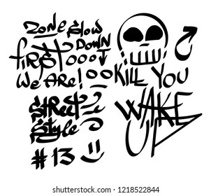 Modern graffiti tags on a white background. Vector art.