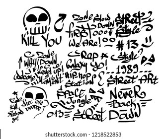 Modern graffiti tags on a white background. Vector art.