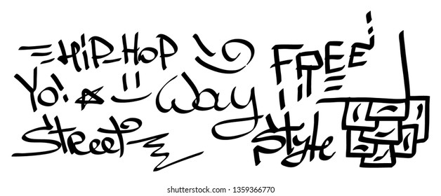Modern graffiti tags on a white background. Vector art.