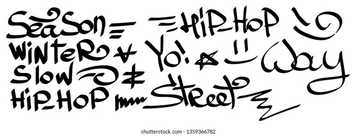 Modern graffiti tags on a white background. Vector art.