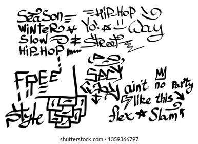 Modern graffiti tags on a white background. Vector art.
