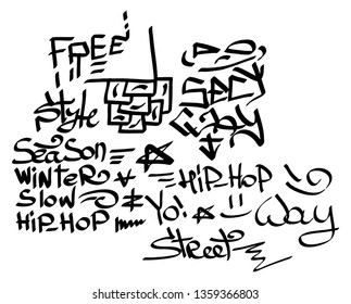 Modern graffiti tags on a white background. Vector art.