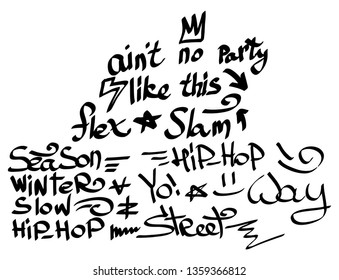 Modern graffiti tags on a white background. Vector art.