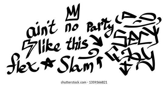 Modern graffiti tags on a white background. Vector art.