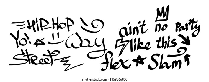 Modern graffiti tags on a white background. Vector art.