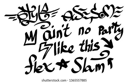 Modern graffiti tags on a white background. Vector art.