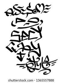 Modern graffiti tags on a white background. Vector art.