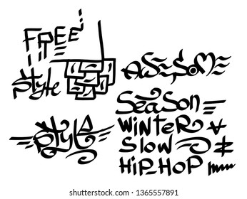 Modern graffiti tags on a white background. Vector art.
