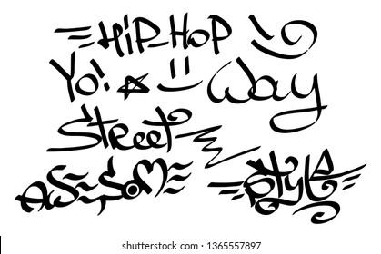 Modern graffiti tags on a white background. Vector art.