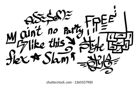 Modern graffiti tags on a white background. Vector art.