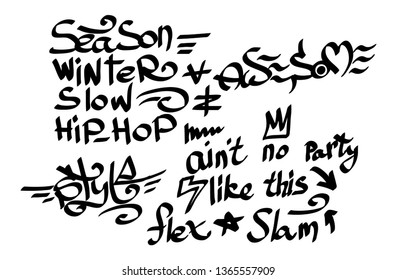 Modern graffiti tags on a white background. Vector art.