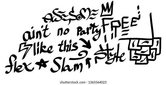 Modern graffiti tags on a white background. Vector art.