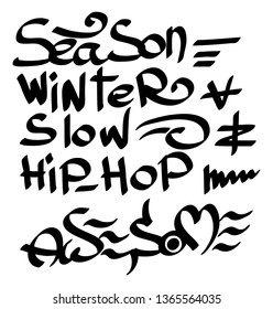 Modern graffiti tags on a white background. Vector art.